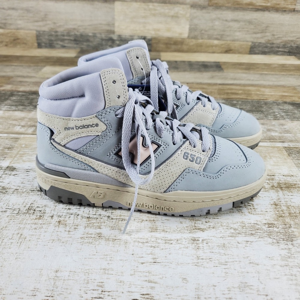 New Balance 650R Kids High Top Basketball Shoes Sz 4.5 D Light Aluminum Lace Up